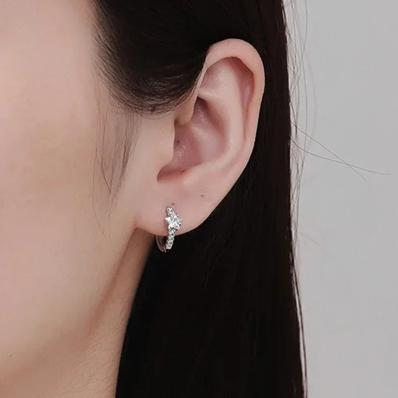 TrustDavis Genuine 925 Sterling Silver Minimalist Office Star Hoop Earrings for Women Men Girls Anniversary Fine Jewelry DA3213