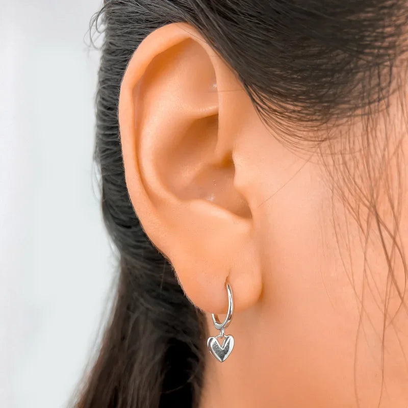 Heart Pendant Hoop Earrings For Women Wedding Party Jewelry DA951