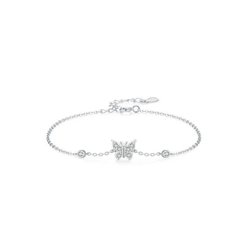 TrustDavis 925 Sterling Silver Women's Fashion Simple Heart/Star/Moon/Butterfly Bracelet for Women Girls Jewelry Gift DS4260