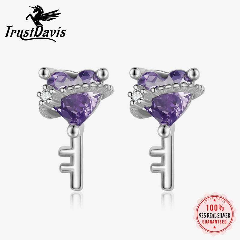 Sweet Love Zircon Key Stud Earrings DA3216