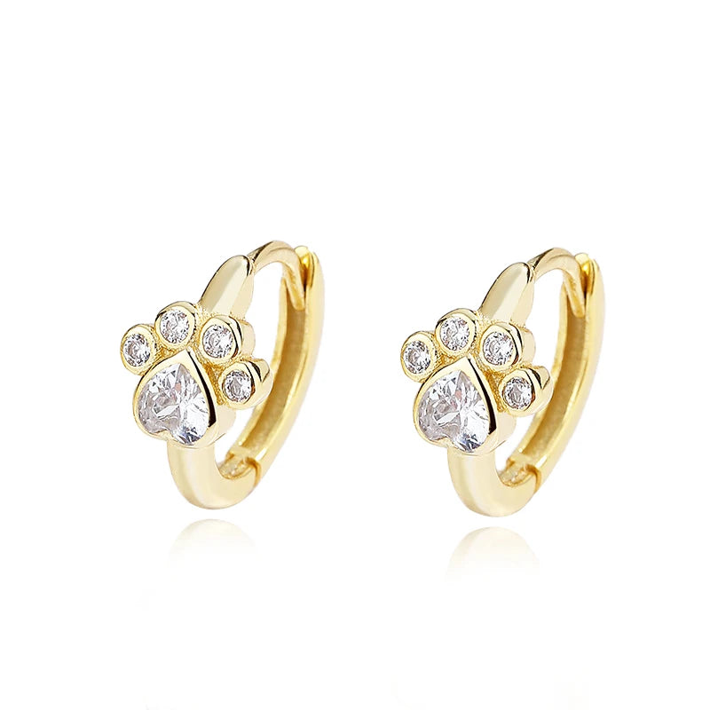 TrustDavis Real 925 Sterling Silve Hoop Square Cat's Paw Heart CZ Pendant Hoop Earrings For Daughter Girls Women Jewelry DG0190