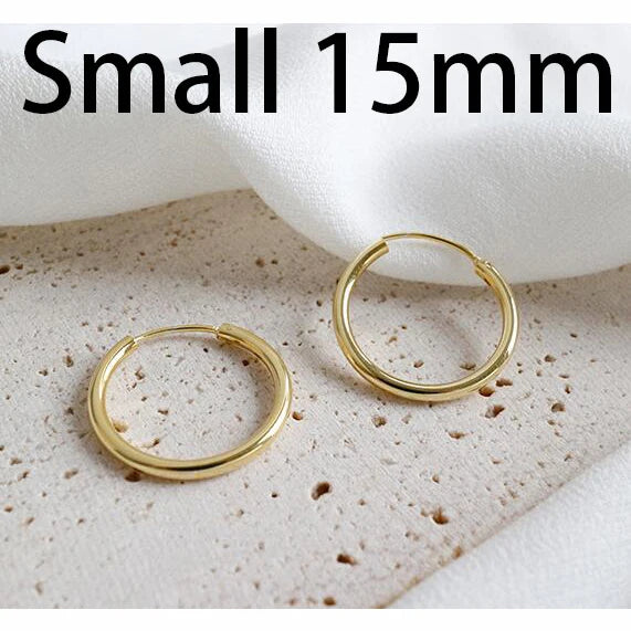 TrustDavis 100% 925 Solid Sterling Silver Gold Unique Shaped Piercing Huggie Hoop Earring For Women Girl Lady Fine Jewelry DA102