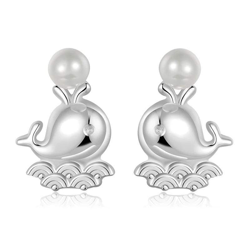 TrustDavis Real 925 Sterling Silver Romantic Cute Animal Screw Stud Earrings for Daughter Girls Gift Fine Jewelry Gift DS4035