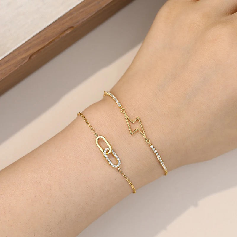 TrustDavis Girls 925 Sterling Silver Fashion Butterfly/Hollow heart/Lightning Bracelet for Women Girl Gift Fine Jewelry DS4662