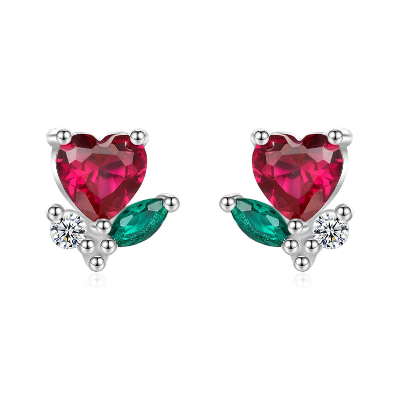 Red heart zircon Stud Earrings DS4025