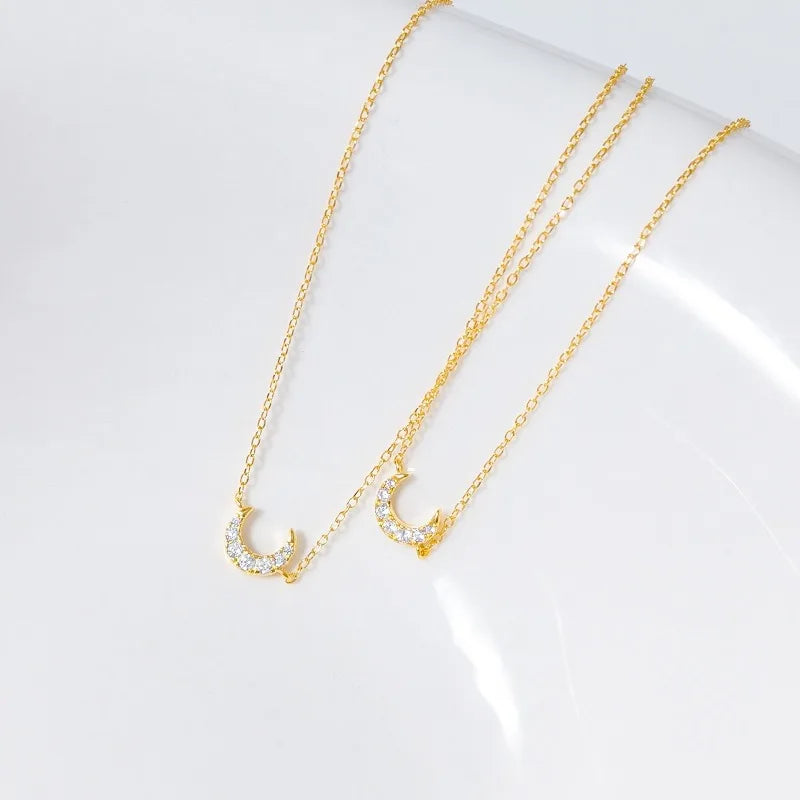 Silver Moon Zircon Pendant Necklace for Women DS4974