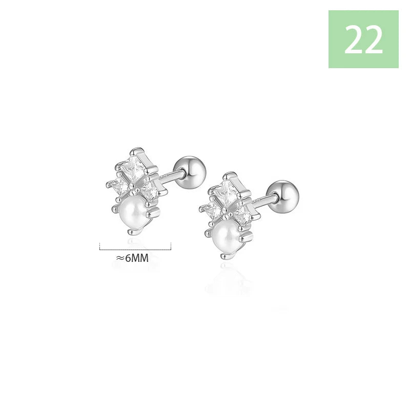 Geometric Zircon Screw Stud Earrings DS4644