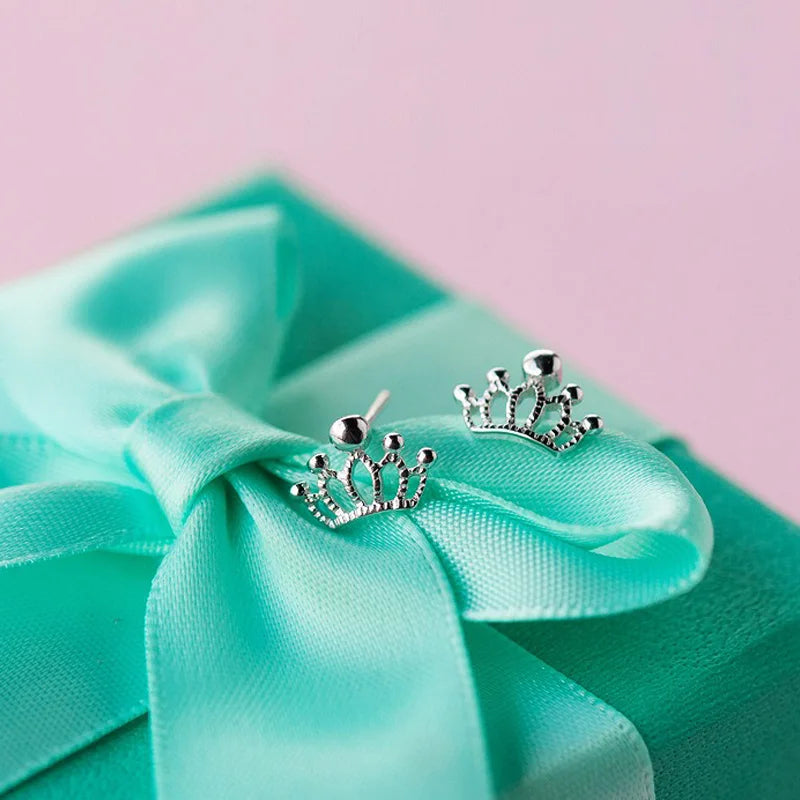 TrustDavis 100% 925 Sterling Silver Elegant Fashion Crown Earrings Women's Fashion Jewelry 925 Factory Wholesale Lots DS4156