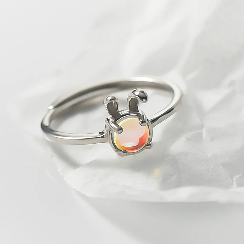 TrustDavis S925 Solid Sterling Silver Sweet Rabbit Cocktail Opening Ring for Women Grils Party Fine Jewelry Wholesale DS3839