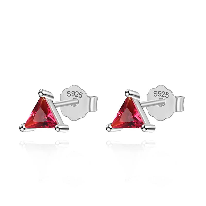 Colour CZ Triangle Round Charm Stud Earrings DA2701