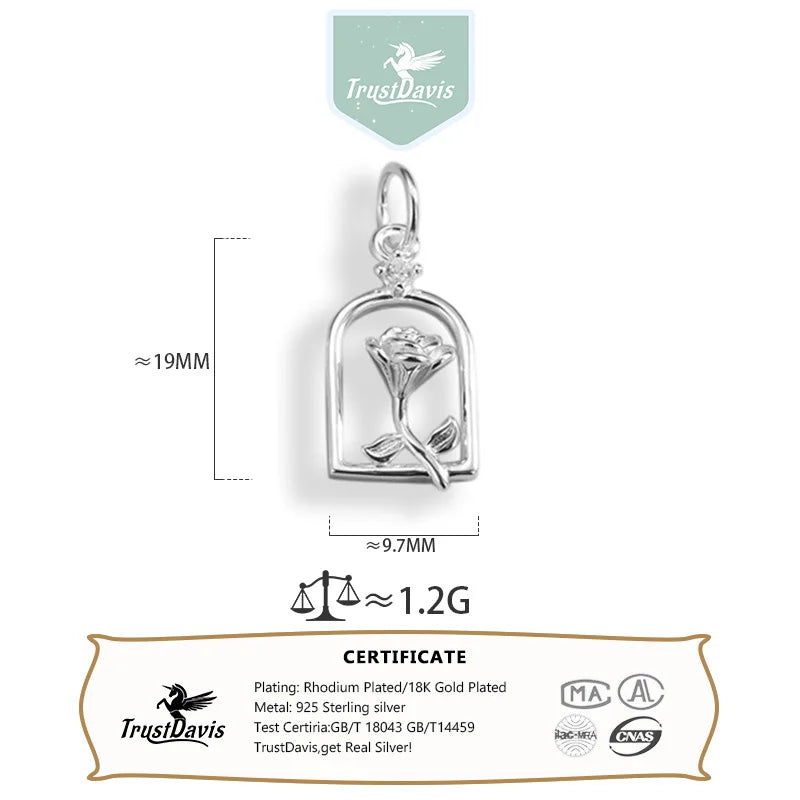 Fashion INS Rose in A Bottle Charm Pendant DZ1790