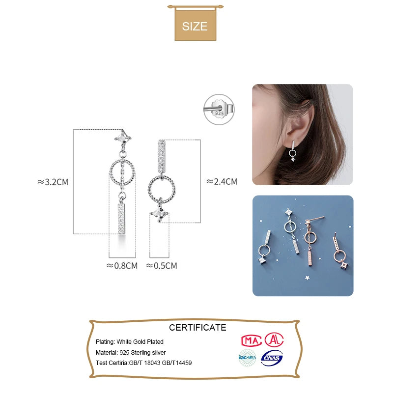 Sweet Asymmetric Round Stick Chain Stud Earrings DA638