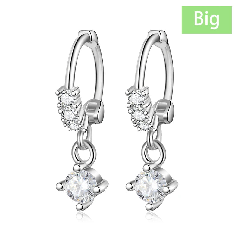 TrustDavis Real 925 Sterling Silver Simple square zircon Hoop Earrings For Daughter Girls Birthday Gift Fine Jewelry DS4128