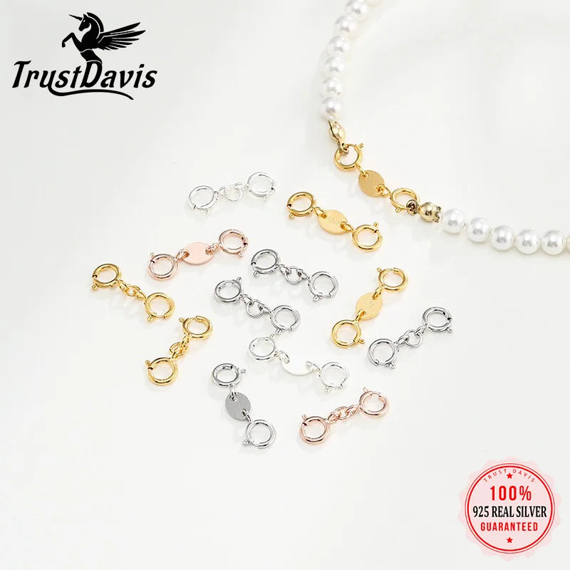 TrustDavis 925 Sterling Silver Fashion Classic Office Double-ended clasp DIY Necklace Bracelet Accessories Fine Jewelry DZ1838