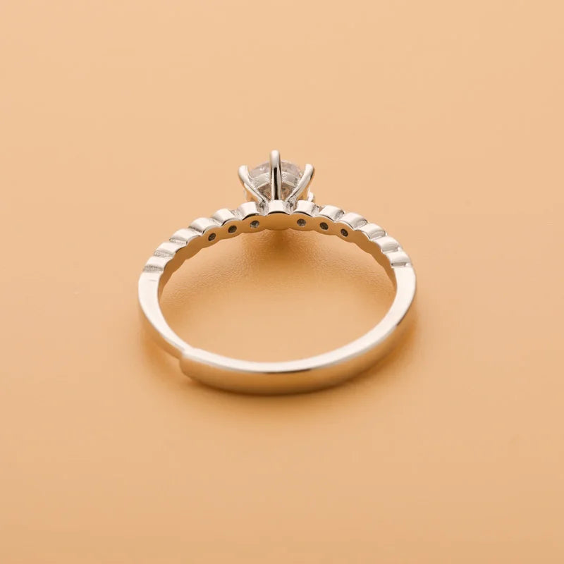 TrustDavis Real 925 Sterling Silver Shiny Zircon Adjustable Rings For Women Wedding Anniversary Gift Fine Fashion Jewelry DF047