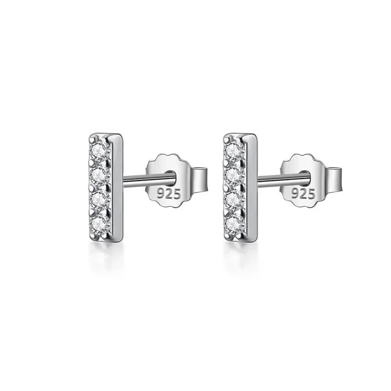 TrustDavis Real 925 Sterling Silver Minimalist Sweet Mini Stick CZ Stud Earrings For Women Wedding Fine S925 Jewelry Gift DS2209