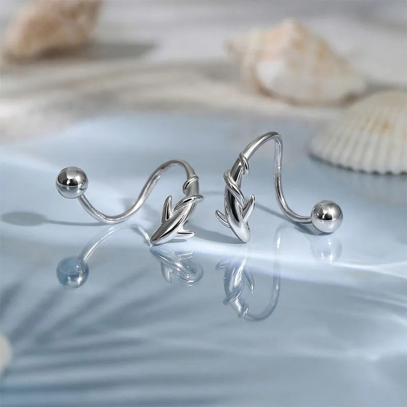 Silver Shark Screw Earrings DS5028