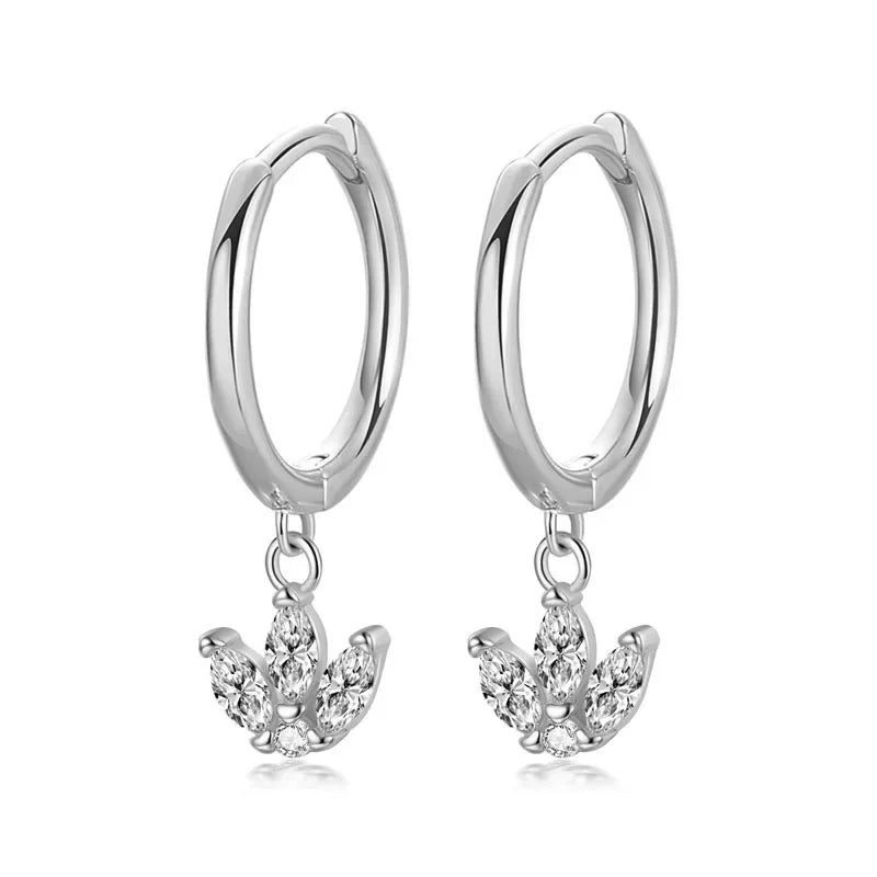 Real 925 Sterling Silve Fashion Asymmetric Star Moon Pendant Hoop Earrings DA2646