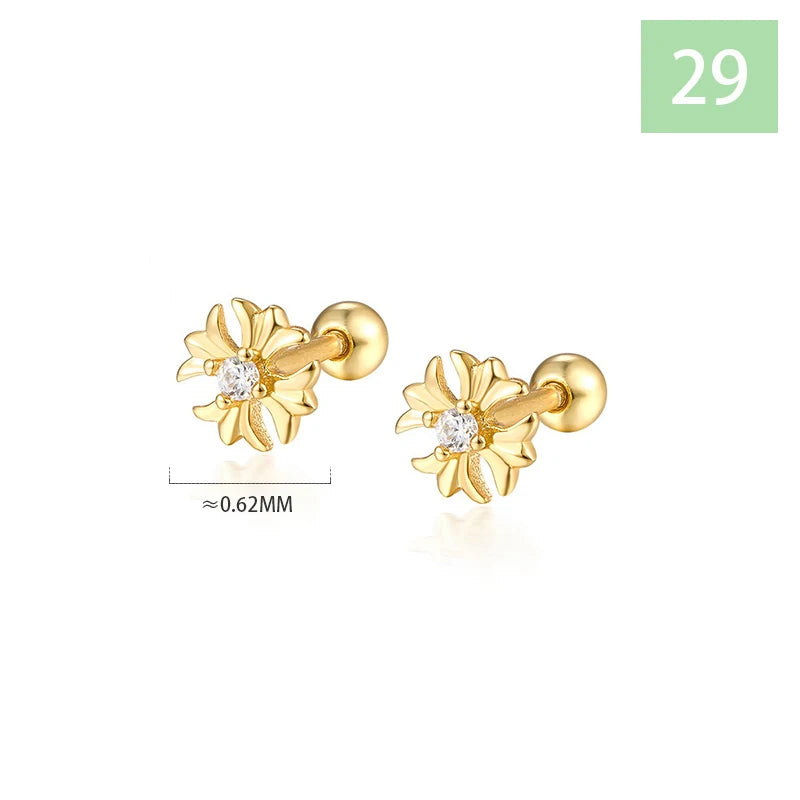 Geometric Zircon Screw Stud Earrings DS4644