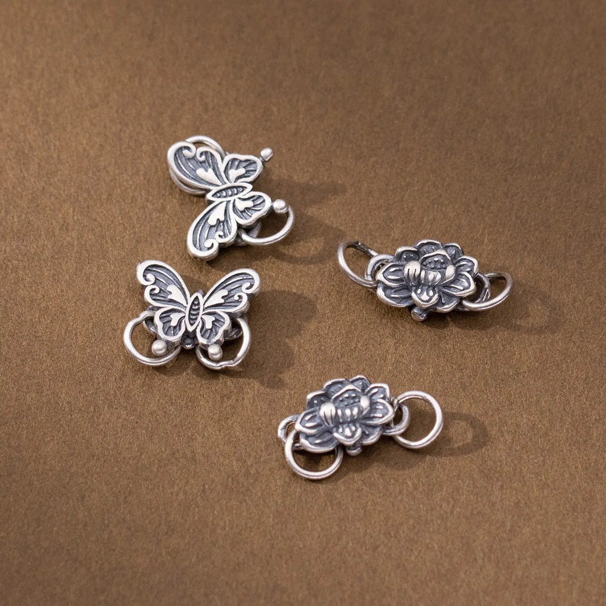 TrustDavis Real 925 Sterling Silver Fashion Sweet Butterfly Charm Pendant Handmade DIY Accessories Jewelry Wholesale DZ1637
