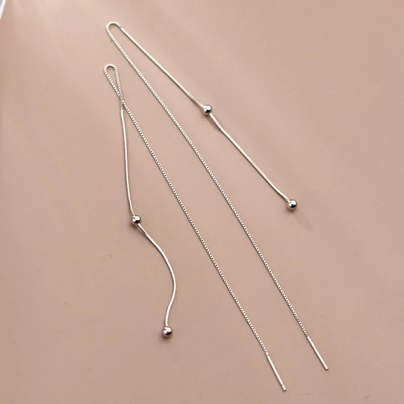 Sweet Long Beads Box Snake Chain Ear Line Earring DA2281
