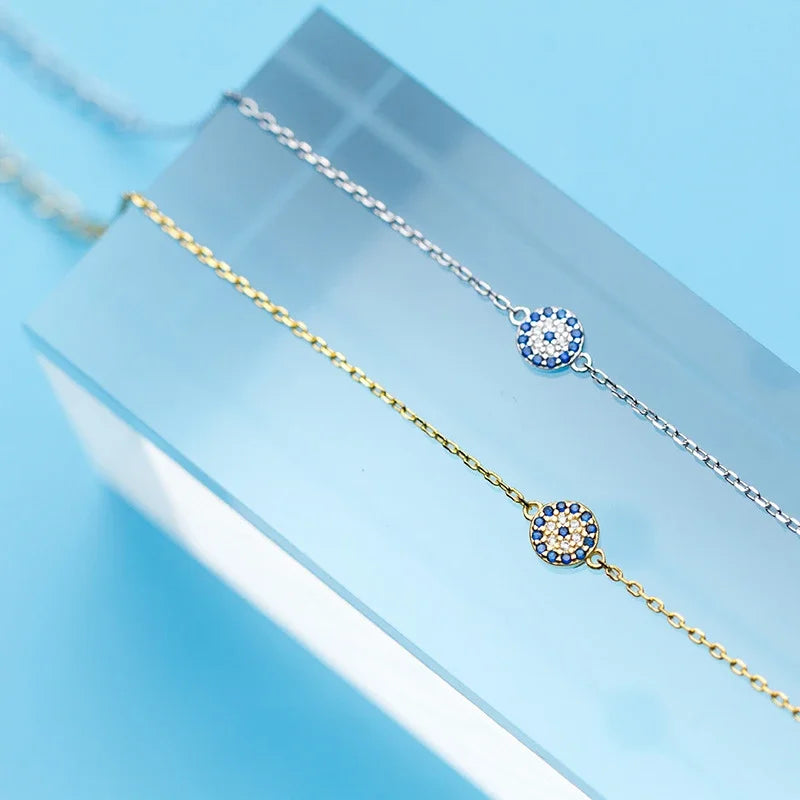 925 Sterling Silver Round Eye CZ Bracelet DS966