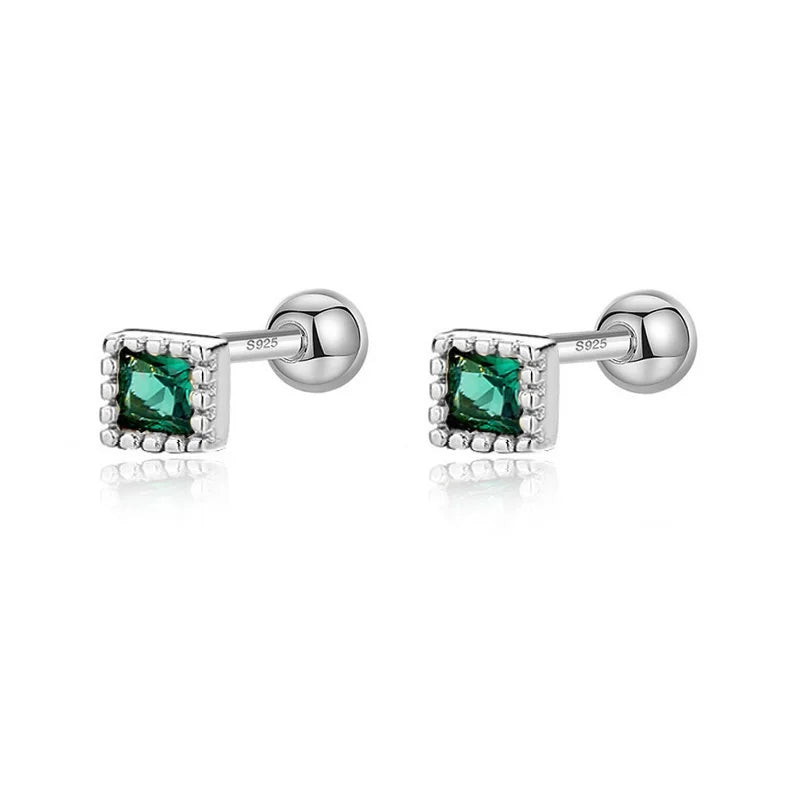 Geometric Star Colour CZ Screw Stud Earrings For Women Wedding Fine Jewelry DA052