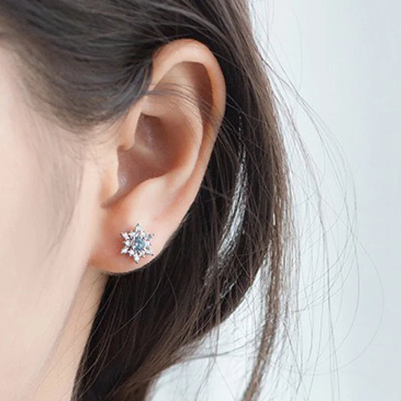 TrustDavis Real 925 Sterling Silver Fashion Sweet Christmas Full Diamond Snow for Women Jewelry DB156