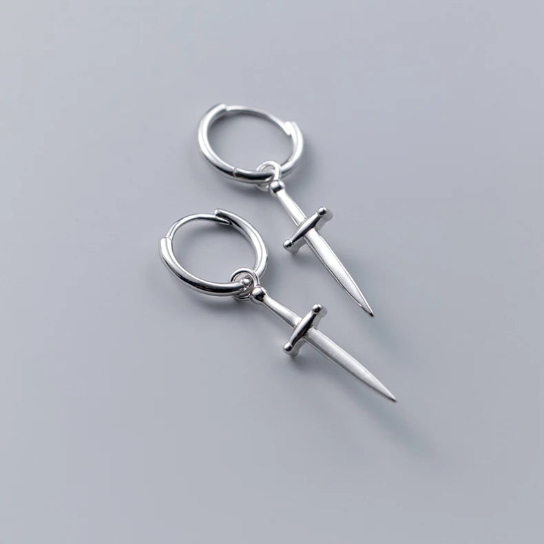 Hoop Earrings Charm Gothic Dagger Style Cross DS3609