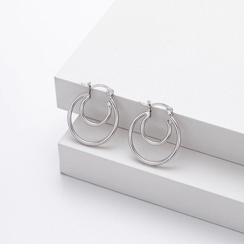 Simple Geometric Double Circle Hoop Earrings DS4382