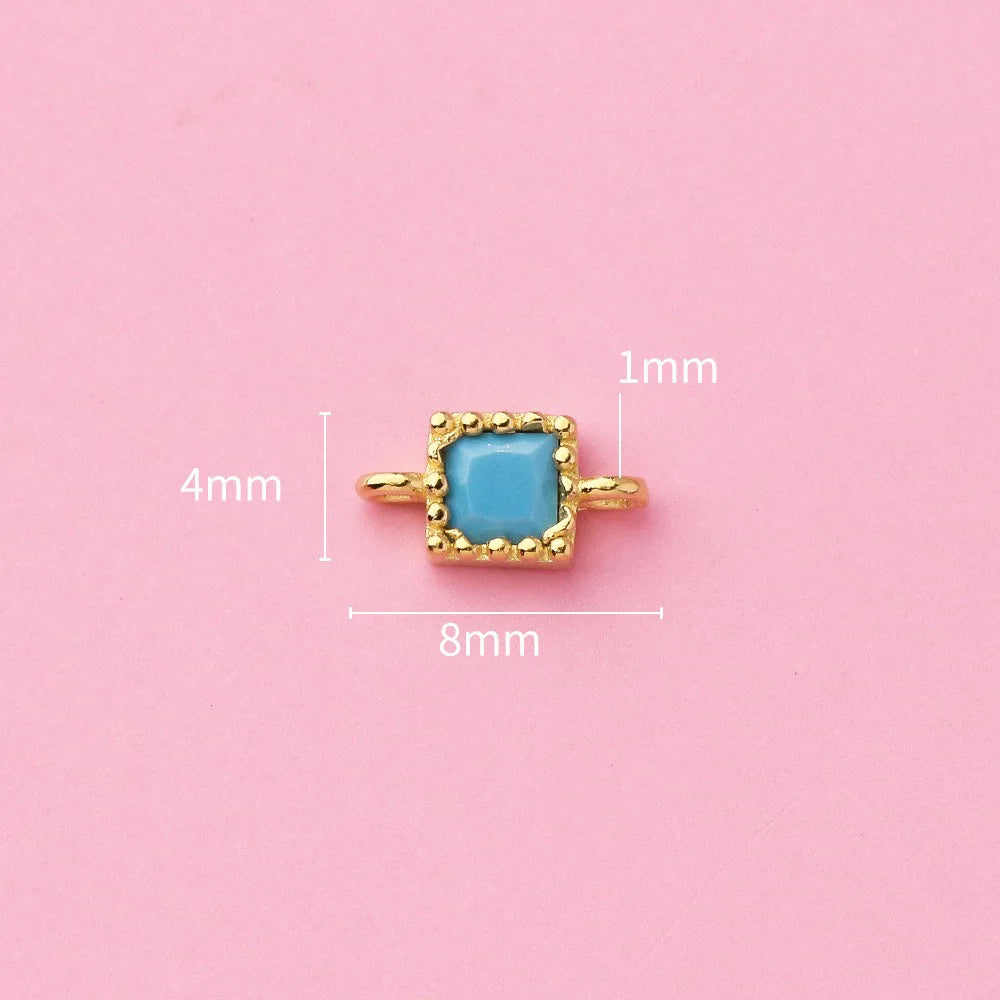 Simple Double Ring Square Charm Pendant Handmade DIY Accessories DZ1659