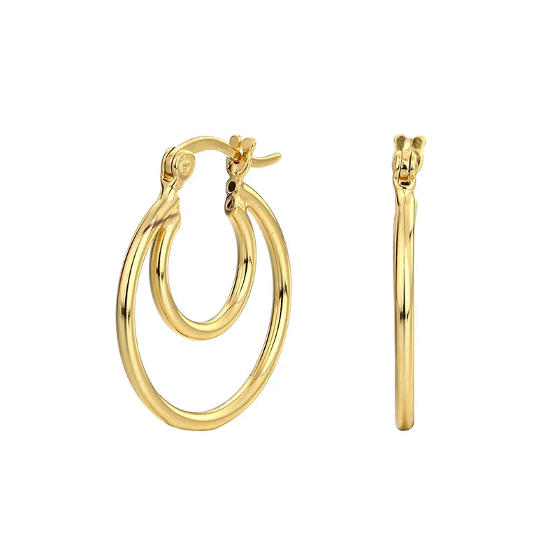 Simple Geometric Double Circle Hoop Earrings DS4382