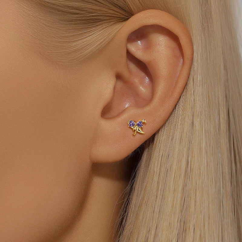 TrustDavis Real 925 Sterling Silver Women's Fashion Halloween Spider and Bat Earrings for Women Girls Gift Fine Jewelry DS4690