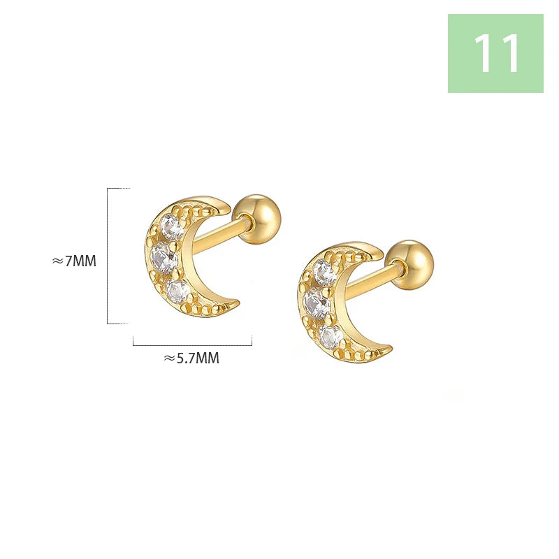 Geometric Zircon Screw Stud Earrings DS4644