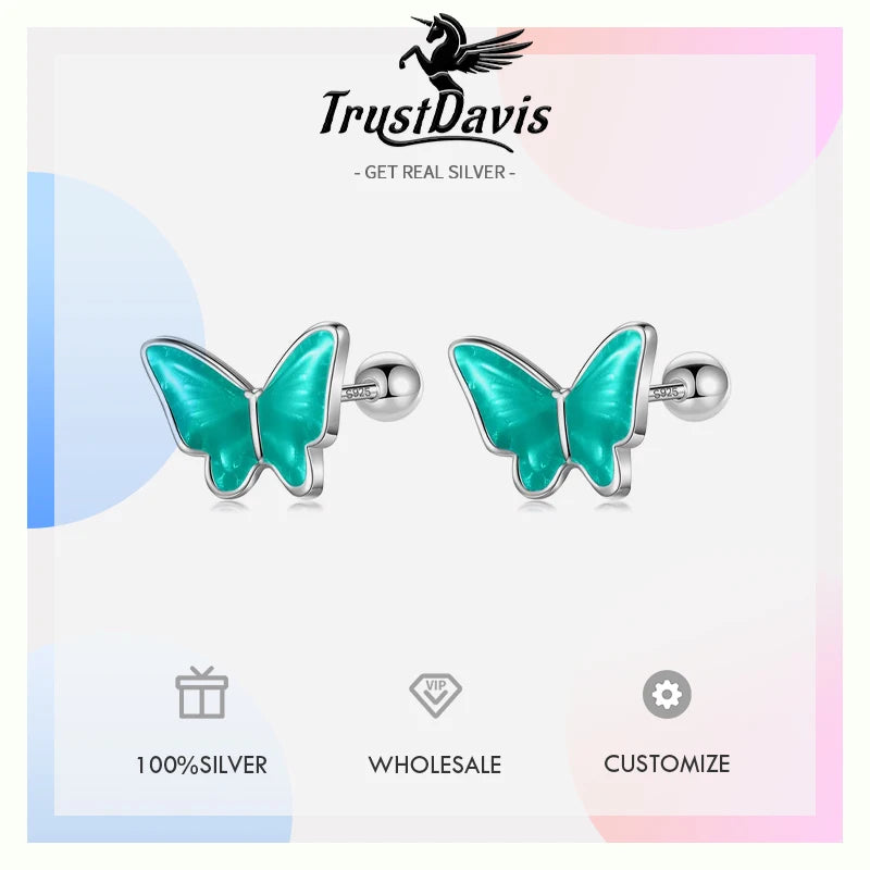 Colour Glaze Insect Butterfly Screw Earrings DF327