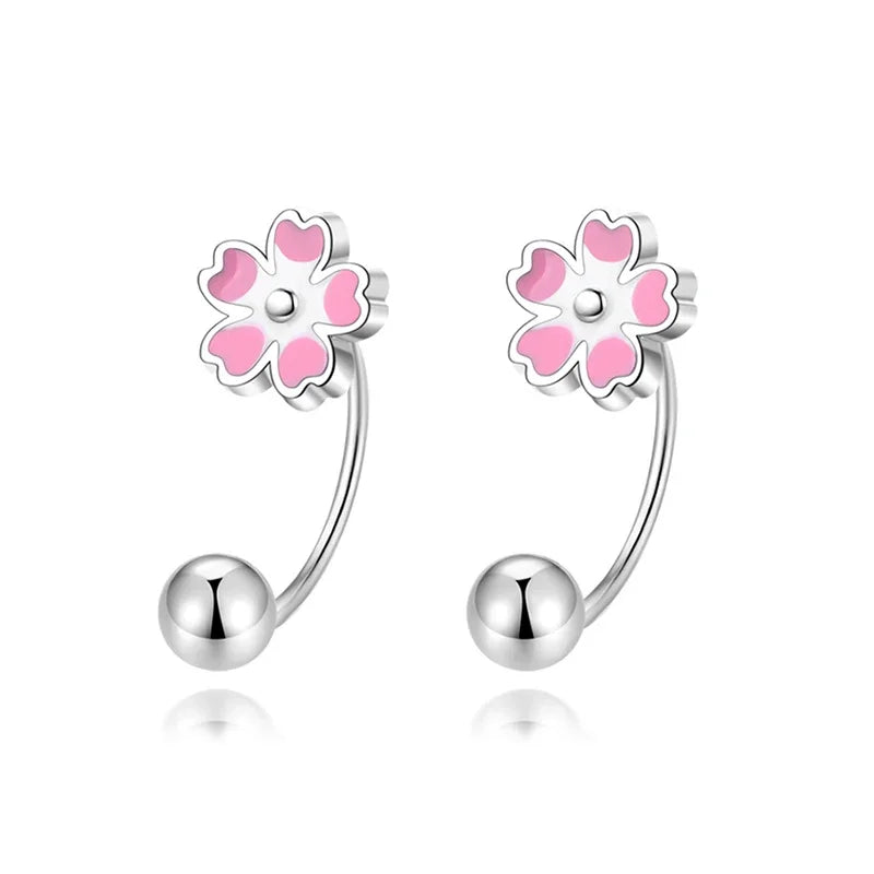 925 Sterling Silver Cute Flower Stud Earrings DS3950
