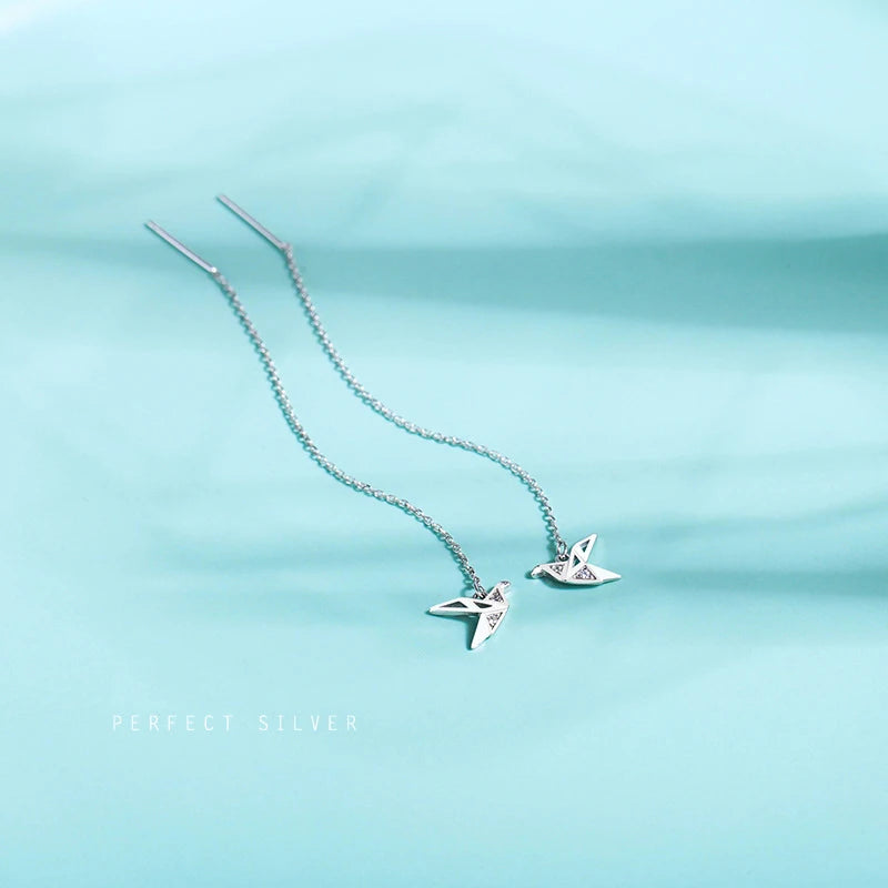 Animal Long Tassel Chain Papercranes Dangle Drop Earring DA1083