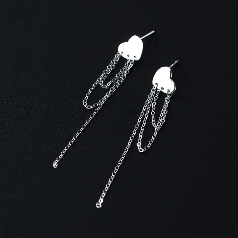 Heart Chain Tassel Stud Earrings DA2949