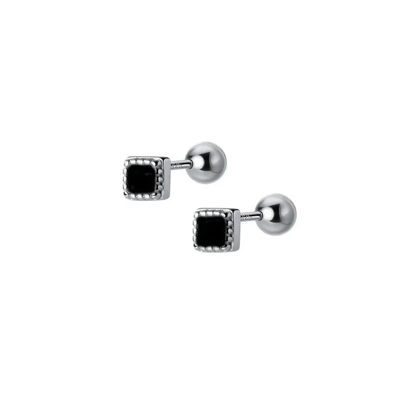 Square Shiny Screw Stud Earrings DB1090