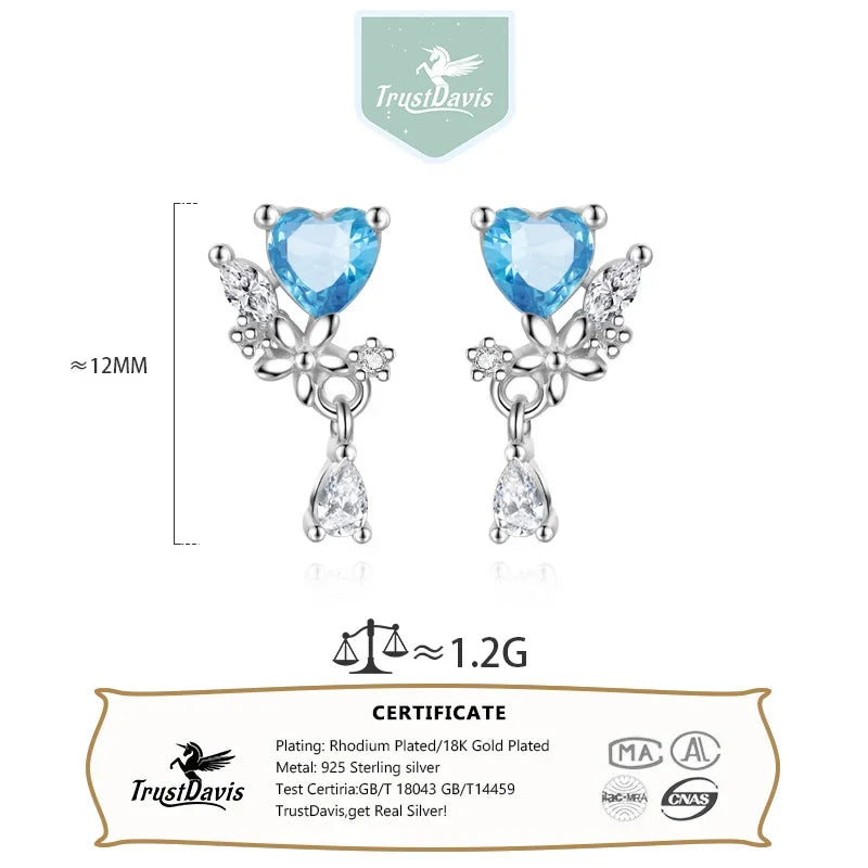 Blue Heart Stud Earrings DA3215