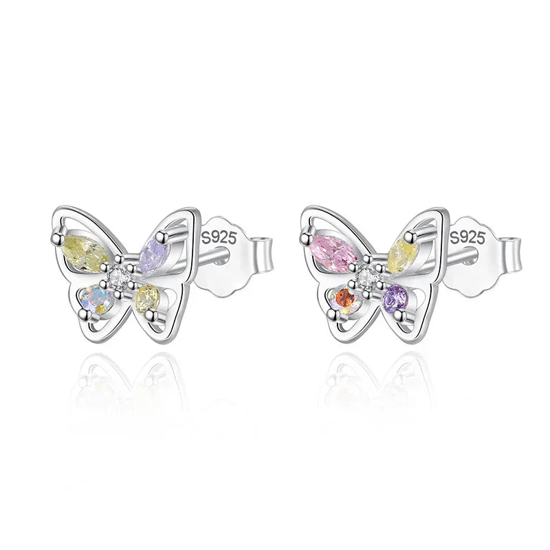 TrustDavis Women Real 925 Sterling Silver Butterfly Zircon Ring Cute Gift for Daddy's Girl Mom Daugther Birthday Jewelry DA4182
