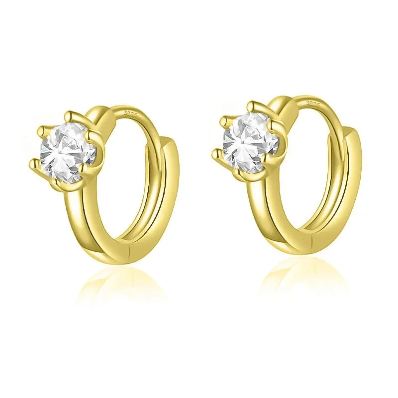 TrustDavis Girls New 925 Sterling Silver Women Round CZ Hoop Earrings for Women Party Fine S925 Jewelry DS4139