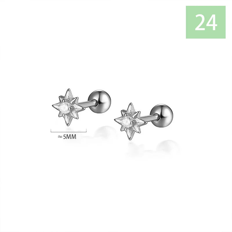 Geometric Zircon Screw Stud Earrings DS4644