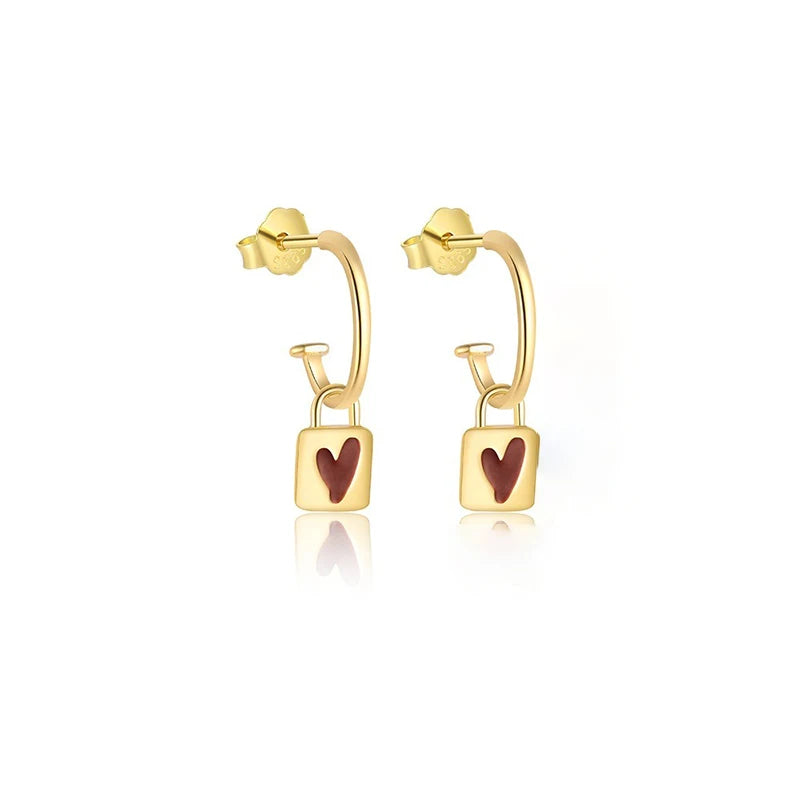 Heart Lock /Lightning Heart Earrings Jewelry Set DS4847