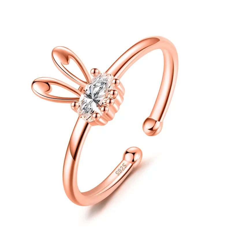 Cute Rabbit Dazzling CZ Opening Rings DS2441