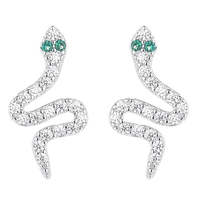 Pendientes TrustDavis Plata de Ley 925 auténtica a la moda con forma de serpiente y espiral de circón para mujeres y niñas, regalos de joyería DS4247