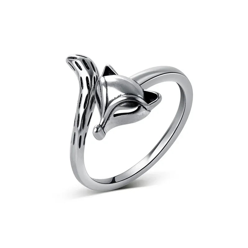 Trustdavis Real 925 Sterling Silver Sweet INS Animal Fox Opening Rings For Women Office Lady Daily Fine 925 Jewelry Gift DG0204