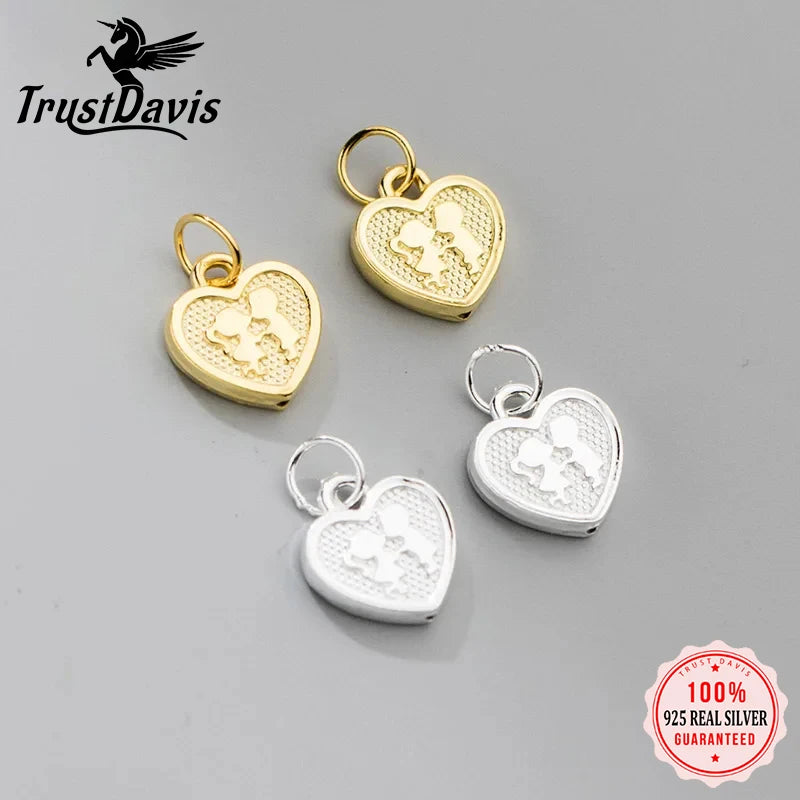 TrustDavis Real 925 Sterling Silver Love Bracelet Necklace Pendant Bowknot Handmade DIY Jewelry Accessories Party DZ1223