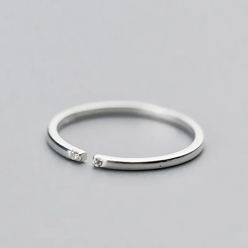 TrustDavis Real 925 Sterling Silver Sweet Minimalist Geometric CZ Opening Rings For Women Wedding Party Fine S925 Jewelry DA1549