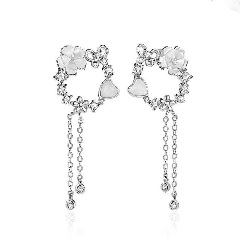 Flower Butterfly Heart Earrings Necklace Set DS4277